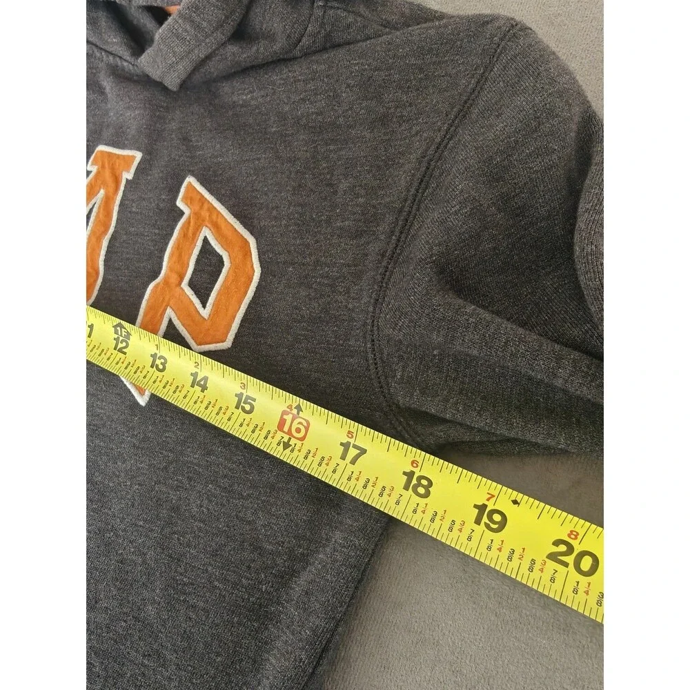 GAP Kids Youth Large Gray Orange Logo Pullover Hoodie Sweatshirt